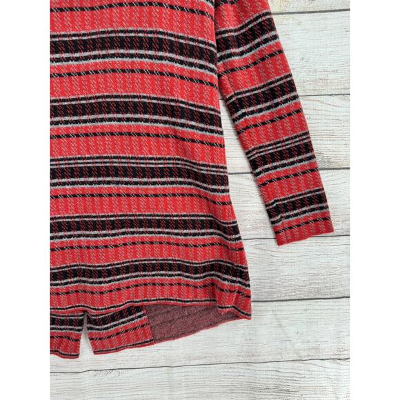 Field and Flower Striped Wool Open Front Cardigan Sweater Womens M Red Black - Picture 13 of 13